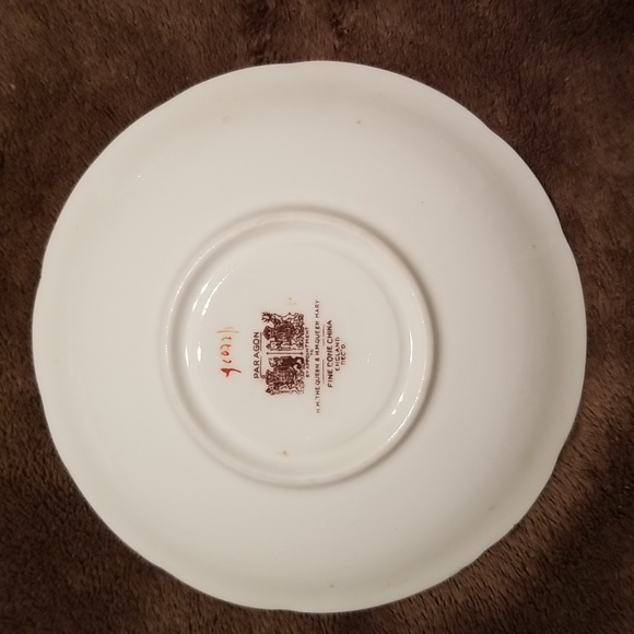 Vintage Paragon Bone China Teacup & Saucer Set Double Warrant / Peach, floral - Picture 12 of 17